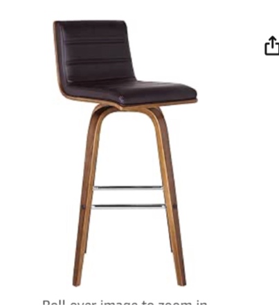 Vienna 30 barstool brown Pu/walnut wood swivel