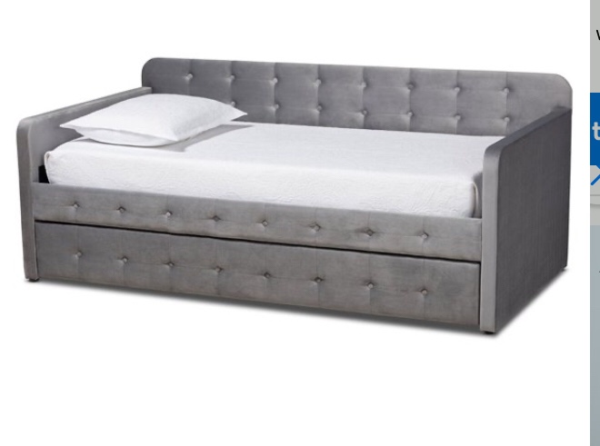 Upholstered daybed with trundle Twin velvet gray (similar to stock photo box 1of 2, INCOMPLETE BED)