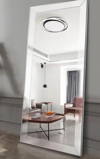 Oversized Silver Plastic Beveled Glass Glam Mirror (70 in. H X 30 in. W)