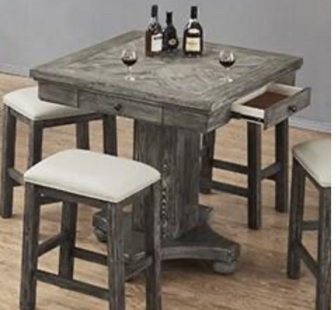 0921-95-GT-PB42 PGA Distressed Gray Square Bar Height Pub Table