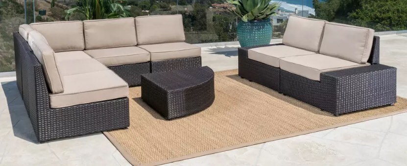 (incomplete) Dallin – 6-Person Wicker Conversation Sectional Set for Patio