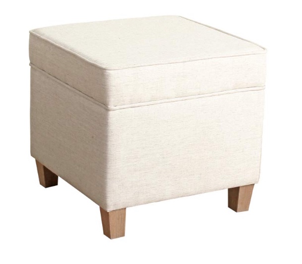 Homepop Home Decor | K7342-F2067 | Classic Square Storage Ottoman with Lift Off Lid | Ottoman with Storage for Living Room & Bedroom, Cream Woven