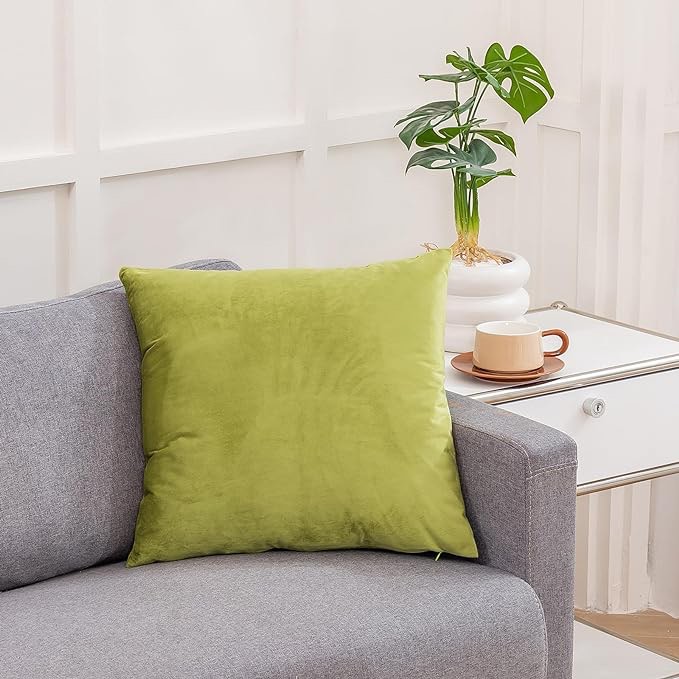 Light Green Throw Pillow Covers 18x18 Inch Velvet Green 