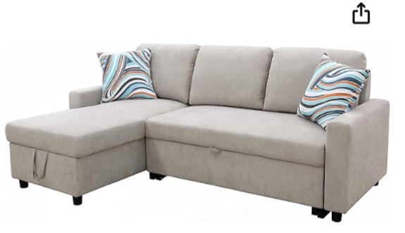 Lifestyle Furniture 2PC Sectional Sofa Couch, L-Shape Design Sleeper Sofa Bed with Storage for Small Living Room, Apartment and Small Space-Grey FF0001 (incomplete, box 1 pf 2 only) 