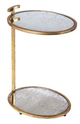 Offex Modern Metal and Mirror Oval Side Table - Gold