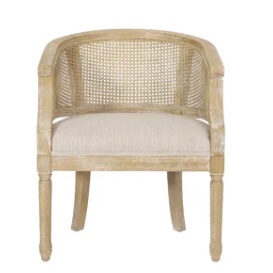 73989.00BGE. BEIGE. FABRIC SEAT WHITEWASH OAK WOOD ARMS AND LEGS half circle chair