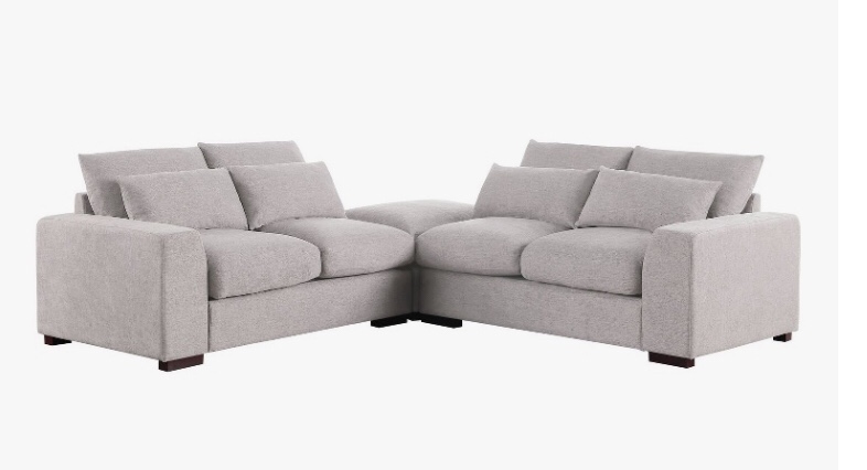 123.24'' Fabric Square Arm Modular Reversible Sectional Sofa & Ottoman-LightGray(incomplete left arm backrest and right arm only)