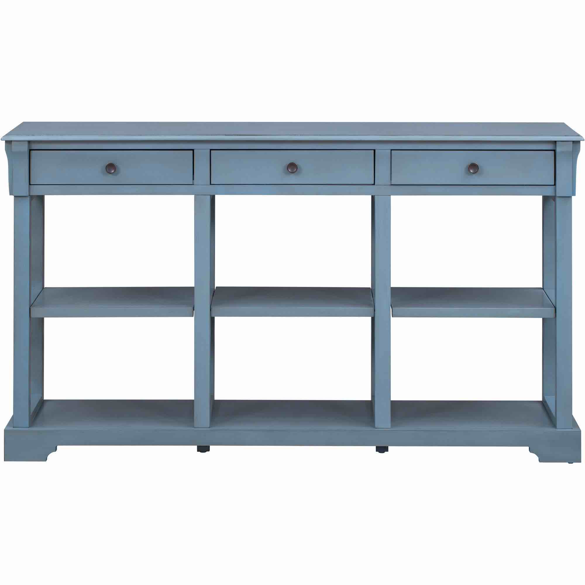 ZNTS TREXM Retro Console Table/Sideboard with Ample Storage, Open Shelves and Drawers for Living Room 