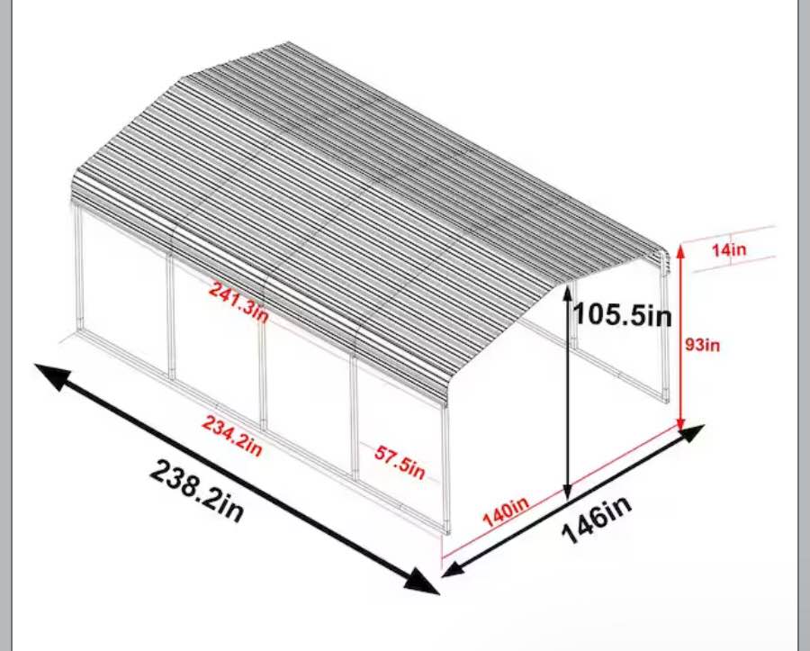 VEIKOUS 12 ft. W x 20 ft. D Grey Carport, Car Canopy and Shelter 