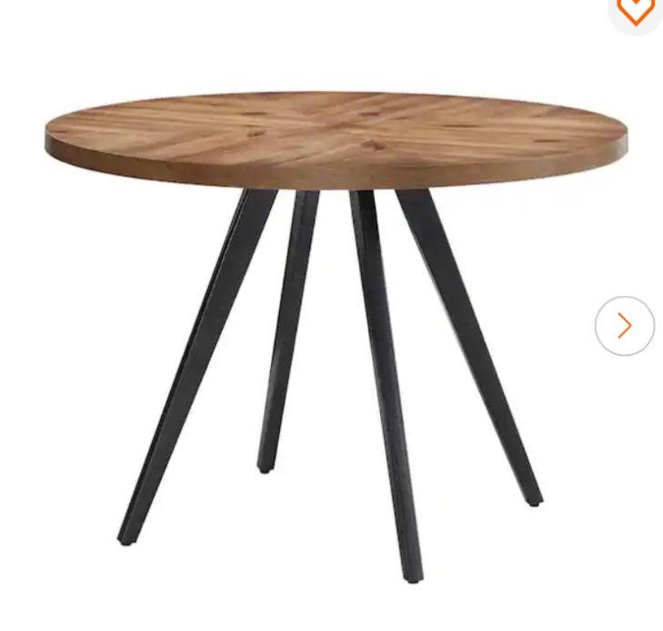 45 in. Round Oak Wood Top Black Finish Dining Table