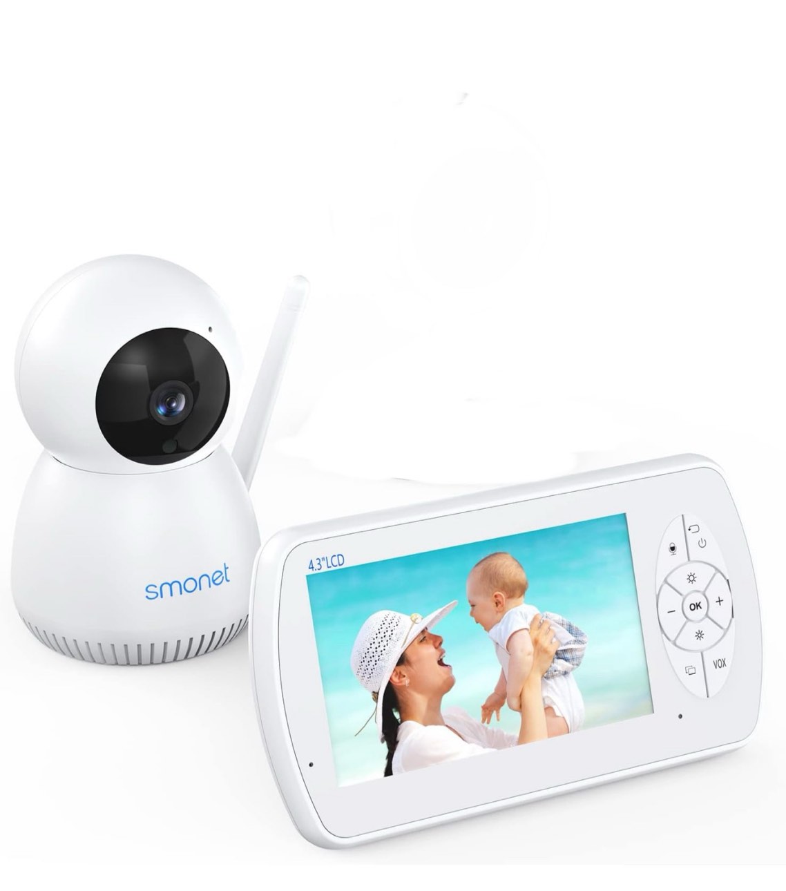 Baby Monitor with Video and Audio,SMONET 1080P Baby Monitor with Camera Remote Pan Tilt Feed Alarm Two-Way Talk Night Vision Crying Alarm