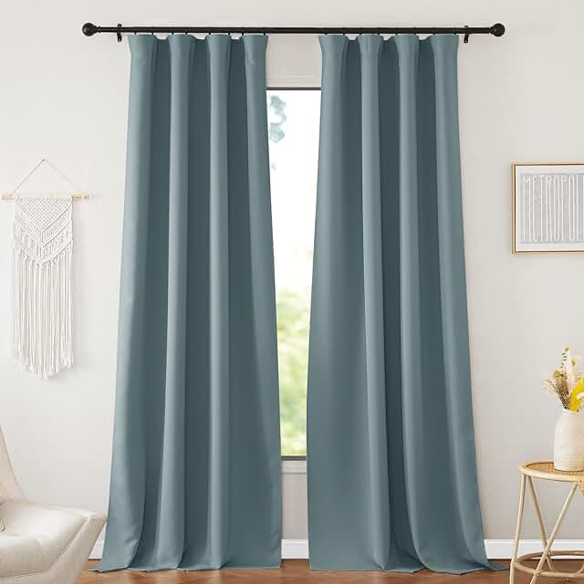 NICETOWN Greyish Blue Curtains 84 Inchs Length 2 Panels 