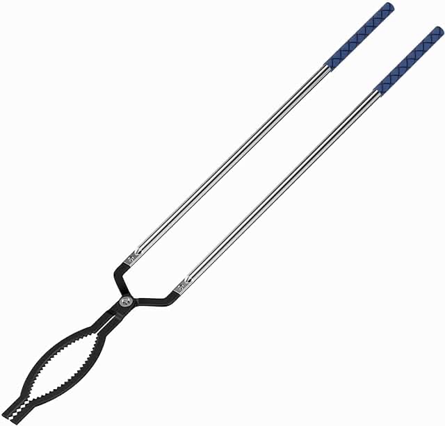 RAOMEIDE 41" Fireplace Tongs Log Grabber Heavy Duty Fire Tongs for Fire Pit Firepit Tongs for Outside Pits Campfire Firewood Tongs Log Grabber (Silver)