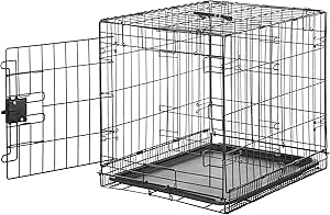 Amazon Basics Durable, Foldable Metal Wire Dog Crate with Tray, Single Door, 24 x 18 x 20 Inches, Black
