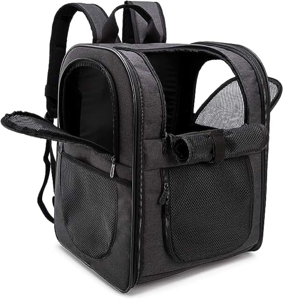 Apollo Walker Pet Carrier Backpack for Large/Small Cats and Dogs, Puppies, Safety Features and Cushion Back Support for Travel, Hiking, Outdoor Use (Black)