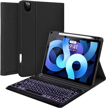 Keyboard Case for iPad Pro 2022 11-inch(4th Gen),Air 5th 4th Gen 2022/2020, Pro 11 1st/2nd/3rd 2018/2020/2021, 10.9 inch Case with Pencil Holder, Backlit Detachable BT Keyboard, Smart Folio(Black) 10.9"/11" for Air 5/Air 4/Pro 1st/2nd/3rd/4th Gen Black