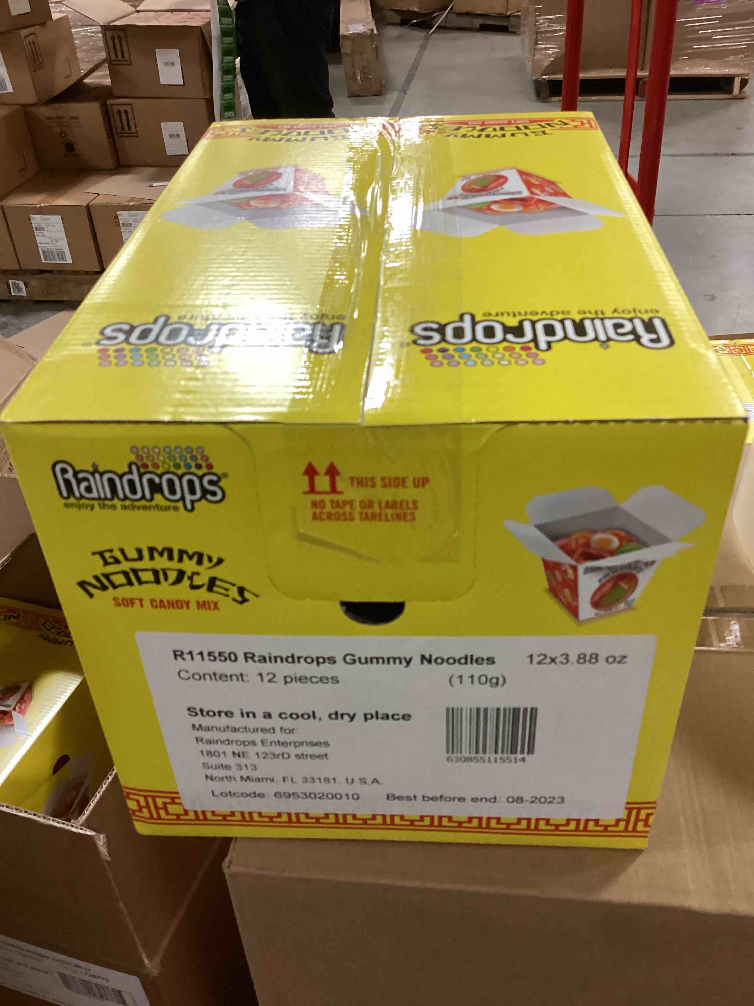 case of 24 rain drops gummy noodles soft candy mix