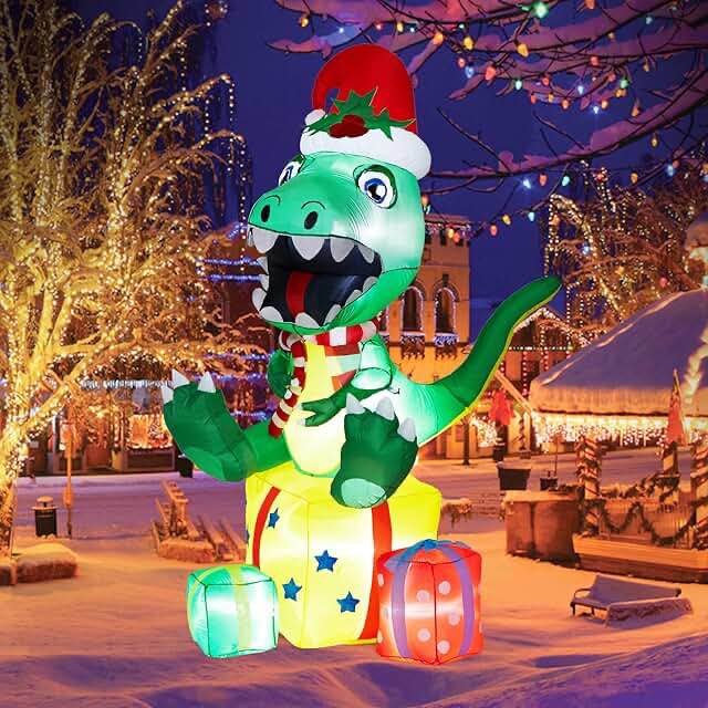 5 FT Christmas Outdoor Decorations Christmas Inflatables Dinosaur with Bright Built-in Led Lights,Christmas Inflatables Blow Up Decoration