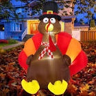 6FT Thanksgiving Inflatable Turkey Yard Decorations,Blow up Turkey Inflatable with Pumpkin, Build in LED Lights Turkey Inflatable for Indoor Outdoor Home Garden Party Thanksgiving Decorations