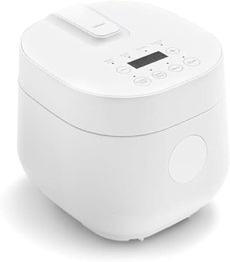 GreenLife Healthy Ceramic Nonstick 4-Cup Rice Oats and Grains Cooker, PFAS-Free, Dishwasher Safe Parts, White