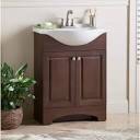 Glacier Bay Chelsea 26 in. W x 18 in. D x 36 in. H Single Sink Freestanding Bath Vanity in Cognac with White Porcelain Top