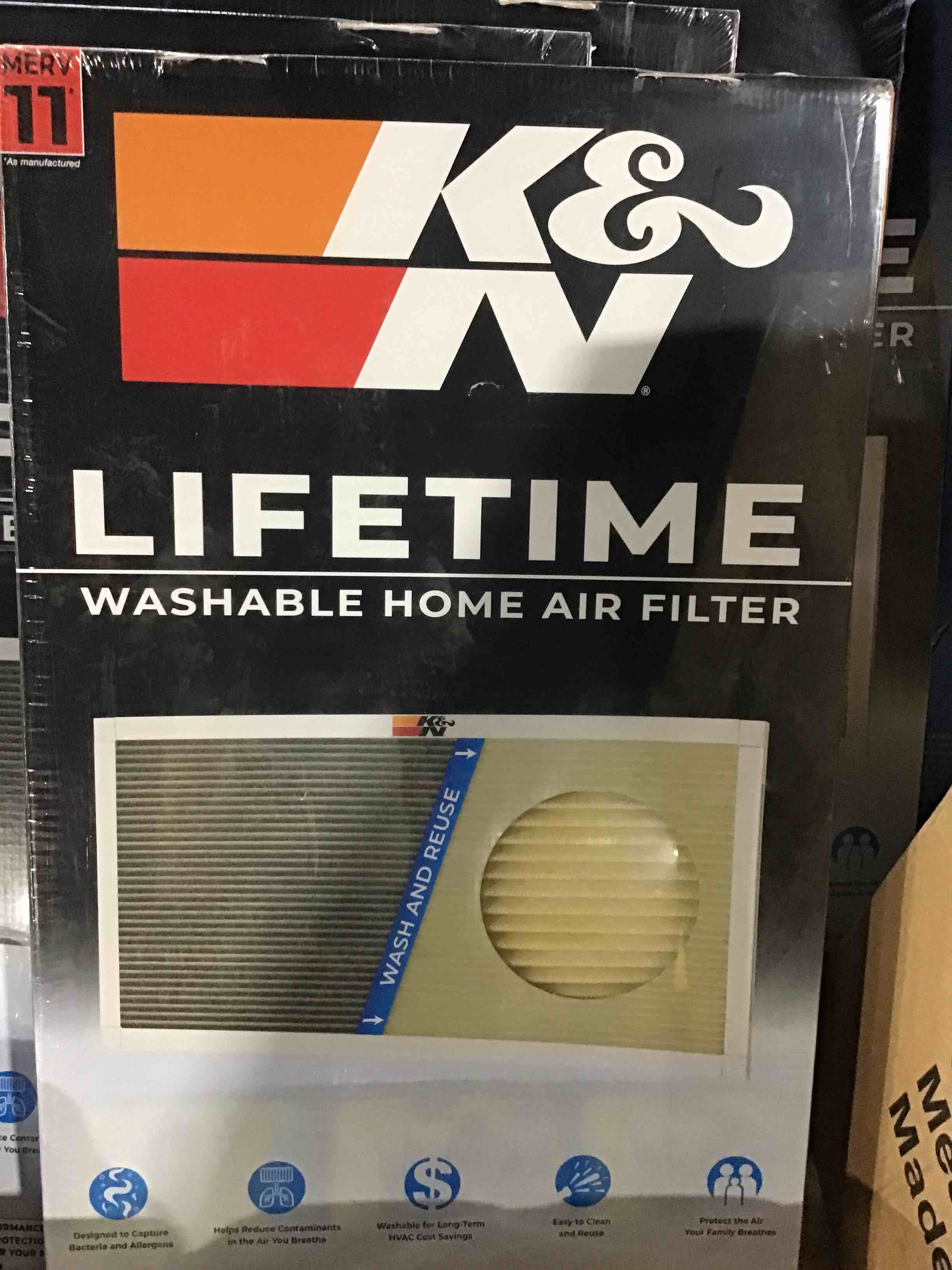 K&N 16x25x1 AC Furnace Air Filter; Lifetime Washable Reusable Filter; Merv 11; Filters Allergies Pollen Smoke Dust Pet Dander Mold Smog and More; Breathe Clean Fresh Air: HVC-11625