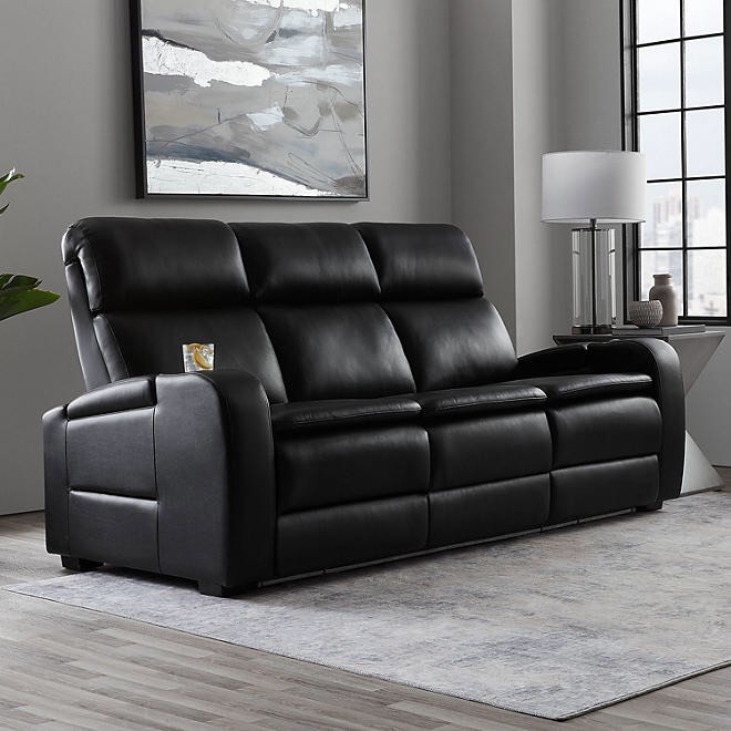 Member's Mark Maxwell Power Reclining Theater Sofa with Drop Table, Black
