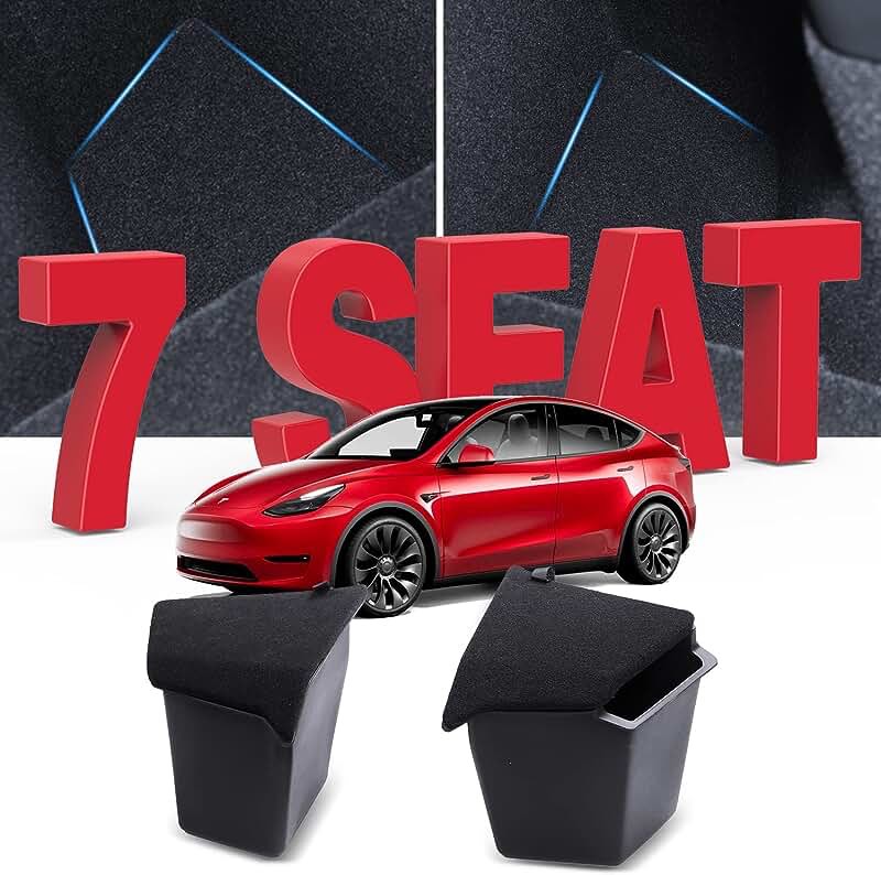 OtriFowd 2022 2023 Latest Version Tesla Model Y Rear Trunk Organizer Storage Boxes with Lids, Side Storage Protector Packets, Storage Bins for Model Y (5-Seater) Interior Accessories