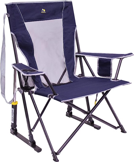 GCI Outdoor Comfort Pro Rocker Collapsible Rocking Chair & Outdoor Camping Chair, Indigo