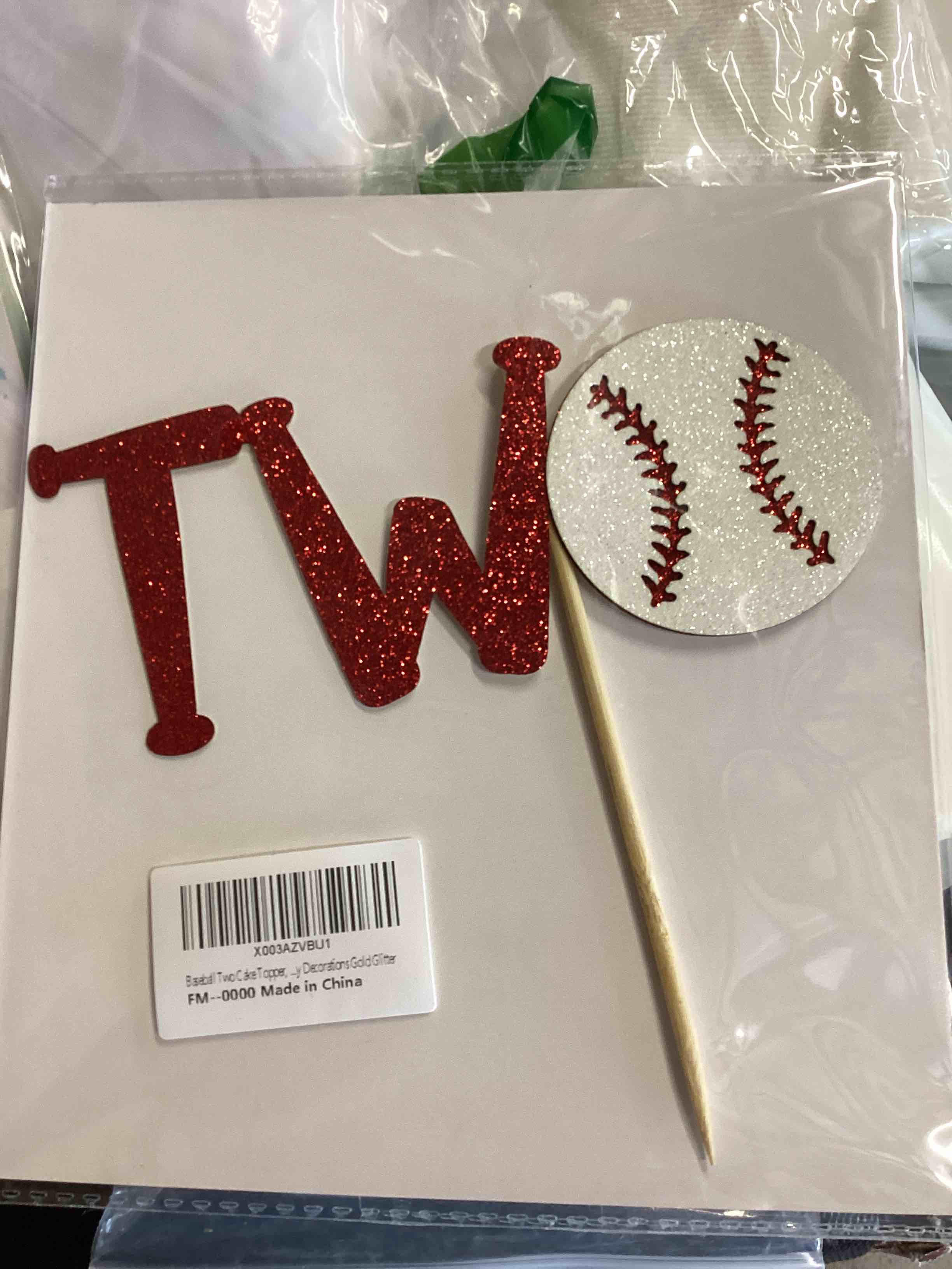 Number 2 Baseball Cake Topper