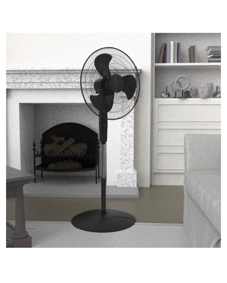 UTILITECH 18-in 3-Speed Indoor Black Oscillating Pedestal Fan with Remote