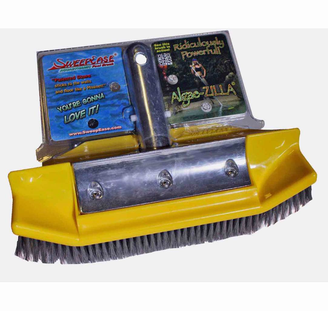 SweepEase Algae-Zilla 10 in. Stainless Steel Algae Brush Patented Design Sticks to Walls for Faster Cleaning