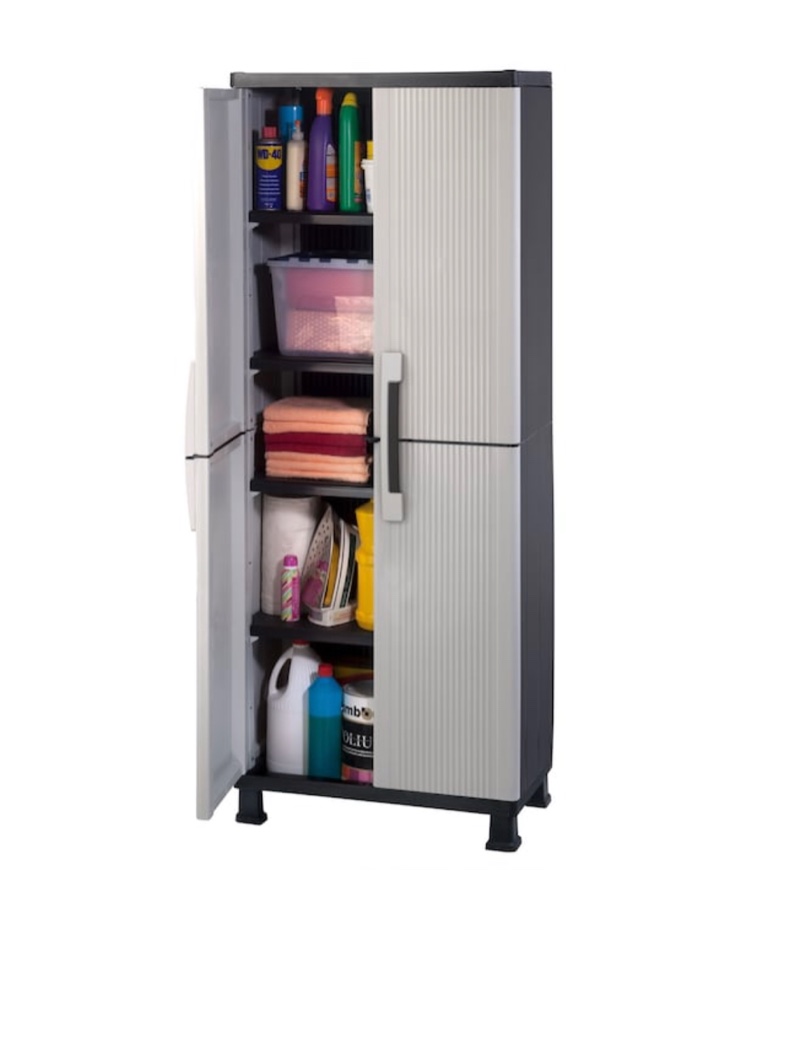 KETER Utility cabinet Plastic Freestanding Garage Cabinet in Gray (26.8-in W x 68-in H x 14.8-in D)