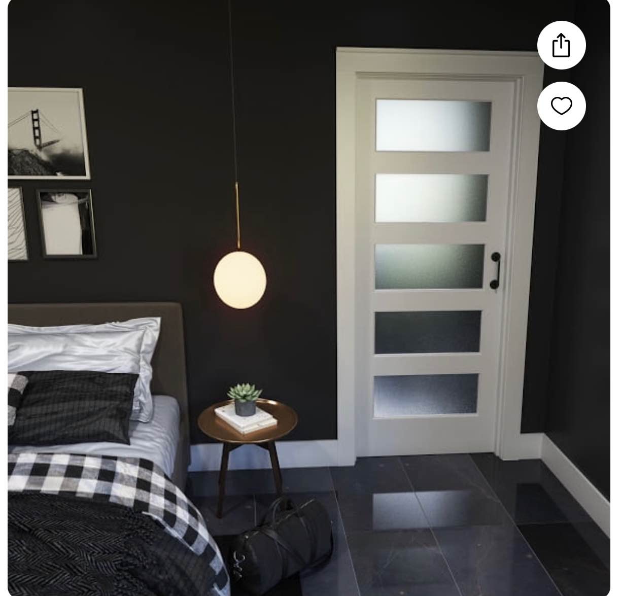 EightDoors 96" x 42" 5-Lite Frosted Glass White Prefinished Solid Wood Core Barn Door