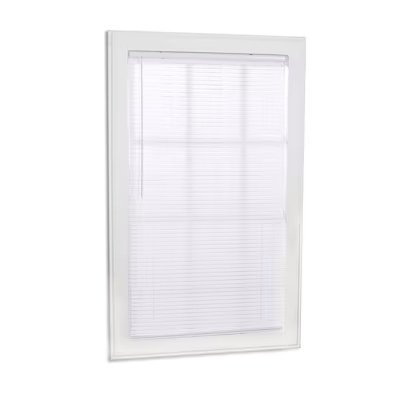 Project Source Light Filtering 1-in Slat Width 23-in x 42-in Cordless White Vinyl Light Filtering Mini Blinds
