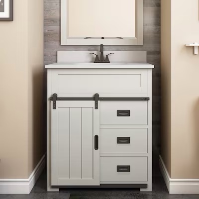 Style Selections Morriston 30-in White Undermount Single Sink Bathroom Vanity with White Engineered Stone Top