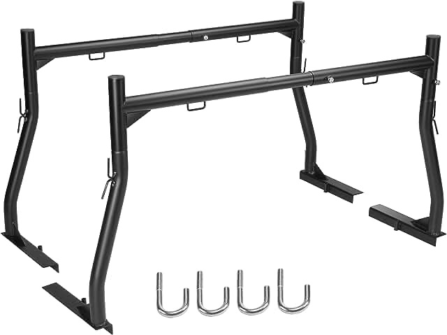 VEVOR Truck Rack, 46-71inch Extendable Truck Ladder Rack, 800 lbs Capacity Steel Ladder Rack for Truck with Non-Drilling J-Bolts, Heavy Duty Truck Bed Rack for Kayak, Surfboard, Lumber, Ladder