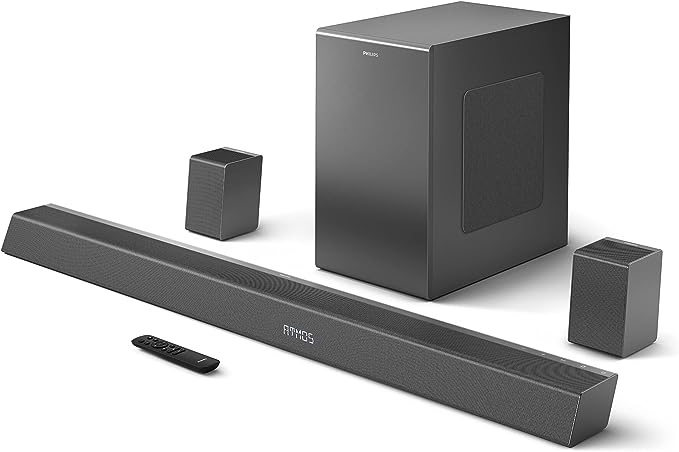 PHILIPS B8967 5.1.2 Channel True Surround Soundbar with Wireless Rear Speakers and Subwoofer, Black