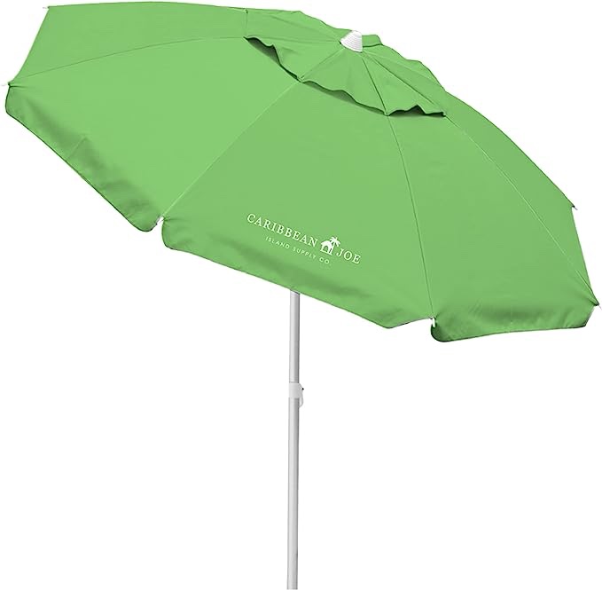 Caribbean Joe Chaby International Portable, Adjustable Tilt Beach Umbrella with UV Protection color verde