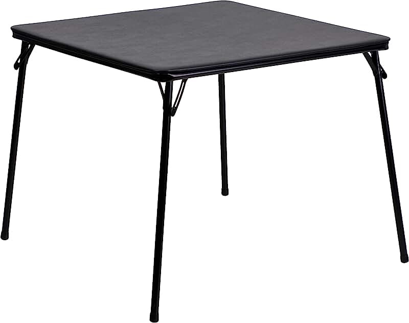 Meco Samsonite Black Lace and Black Vinyl Square Folding Table