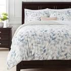Chanasya Duvet Cover King Set Ultra Soft Layered Leaf Print 3-Piece Reversible Bedding - Brushed Microfiber Comforter Cover - Zipper Closure (1 Duvet Cover & 2 Pillow Shams) Blue Taupe - King