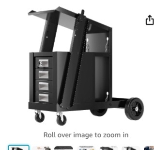 Welding Cart, Welding Carts with 4 Drawers for MIG/TIG/ARC Welding Plasma Cutter Tank Storage with 2 Safety Chains, Black