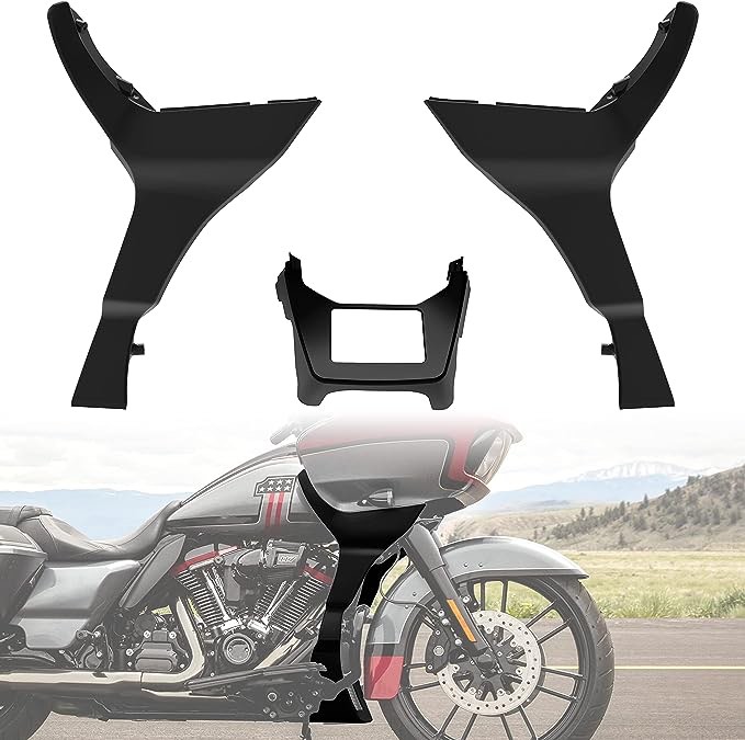 VEISUTOR Black Side Fairing Spoilers Cover for Road Glide 17-23, Glossy Black Side Fairing Spoilers Cover w/Extended Airing Chin Spoilers Cover Kit Fit for Harley Road Glide 2017-2023