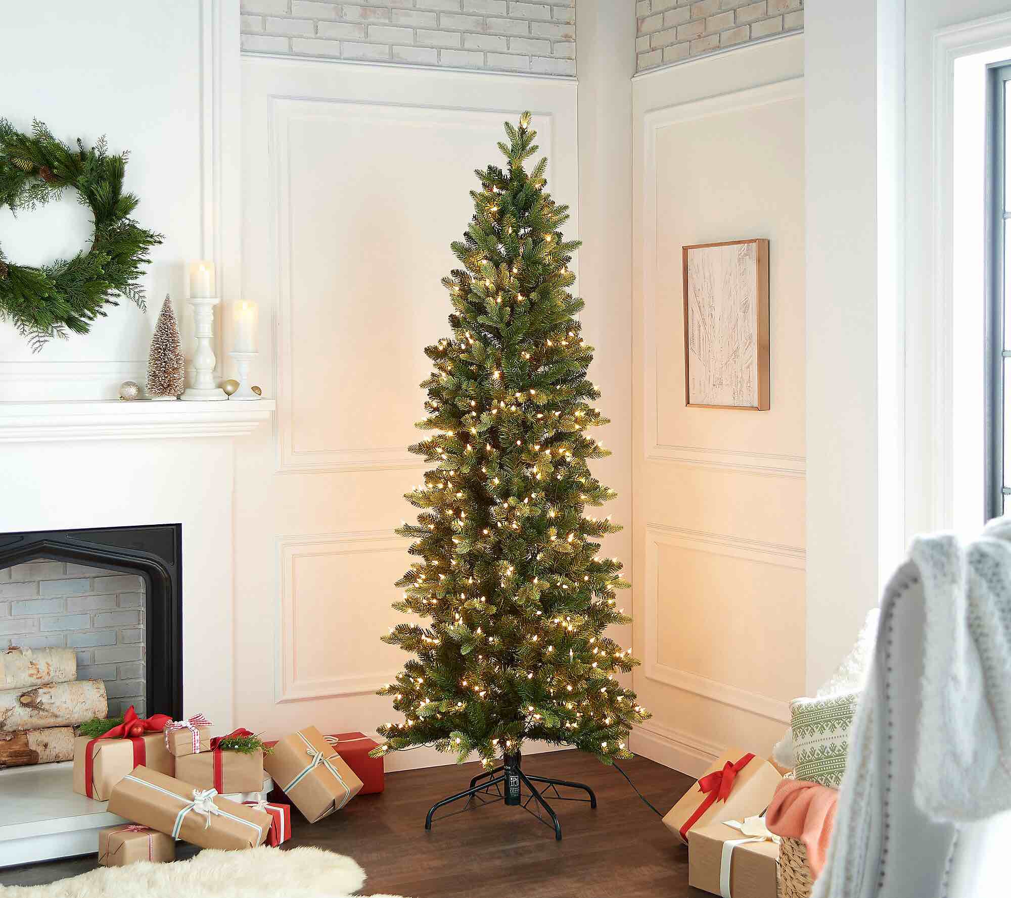 BETHLEHEM Light 7’ Green Overlit Slim Spruce Tree, Clear 