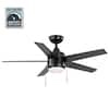Exclusive Hampton Bay Mena 44 in. LED Indoor/Outdoor Matte Black Ceiling Fan with Light Kit and Reversible Blades Included