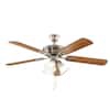 Hampton Bay Glendale III 52 in. LED Indoor Brushed Nickel Ceiling Fan with Light and Pull Chains