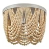  Home Decorators Collection Harlan 15 in. 3-Light Brushed Grey Flush Mount with Natural Real Wood Beads