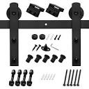 Boyel-Living-6-6-ft-79-in-Black-Sliding-Barn-Door-Track-and-Hardware-Kit-with-I-Shape-Hanger-For-Single-Door