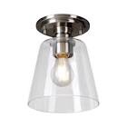 Hampton-Bay-Gaspar-7-in-Brushed-Nickel-Flush-Mount - Clear -Glass