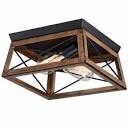 2-Light Farmhouse Barnwood and Matte Black Flush Mount Ceiling Light